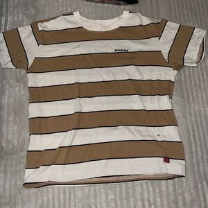 Brown and white chunky stripe dickies shirt